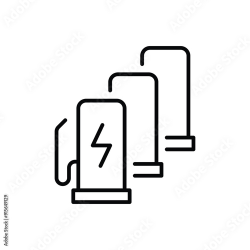 EV charging station icon. Simple outline style. Power supply station, charge, electric vehicle, green energy, technology concept. Thin line symbol. Vector illustration isolated.