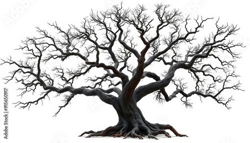 Bare Oak Tree Silhouette