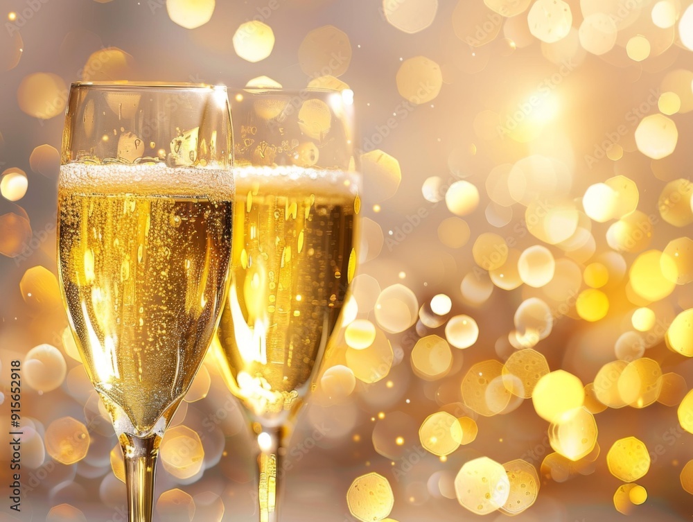 Two Glasses of Champagne with Sparkling Background Two Glasses of Champagne with Sparkling Background