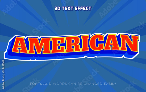 American retro 3d editable text effect style