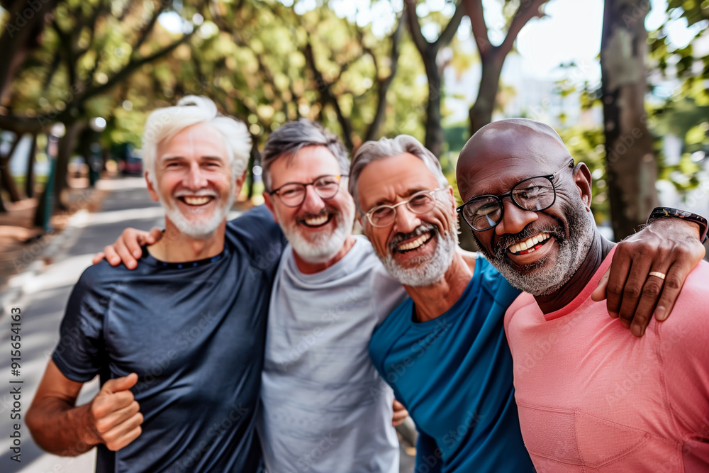Senior group of mens going for a run and living a healthy lifestyle Senior group of mens going for a run and living a healthy lifestyle