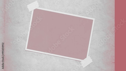 3d rendered animated paper notes frames on wooden surface, intro design, introduction template, red classic old aged antique mode