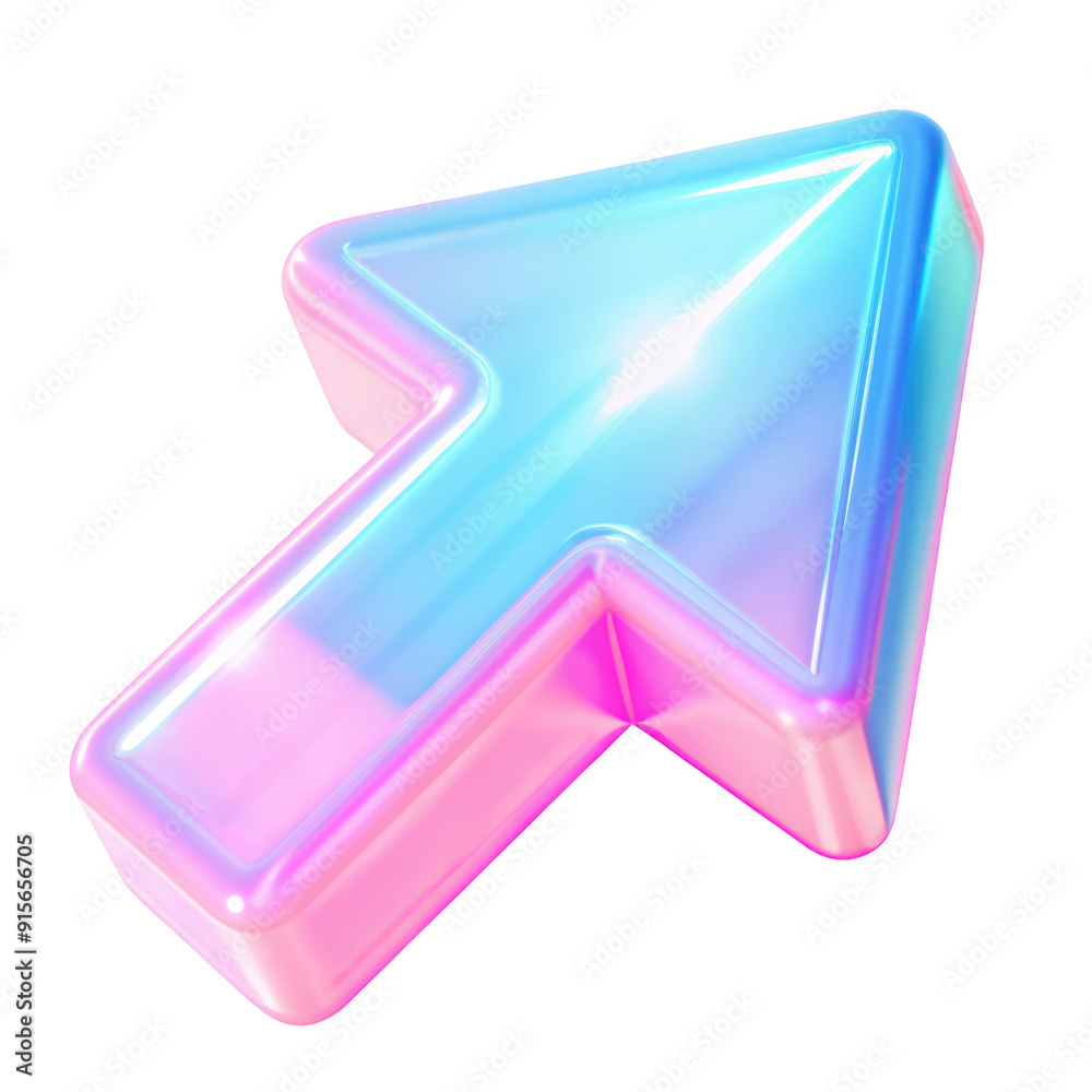 Glossy Pink And Blue 3D Arrow Icon with a reflective surface, representing direction or navigation in digital applications. Isolated on transparent background, png. Glossy Pink And Blue 3D Arrow Icon with a reflective surface, representing direction or navigation in digital applications. Isolated on transparent background, png.