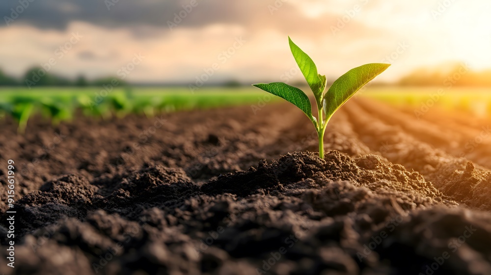 Emerging Seedling, Small plant growing from the soil, symbolizing new life and growth Emerging Seedling, Small plant growing from the soil, symbolizing new life and growth