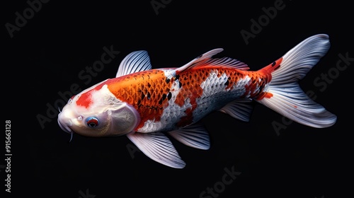 Koi fish isolated on black background with clipping path