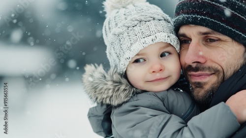 Father and Daughter Smiling Together Near Water in Autumn