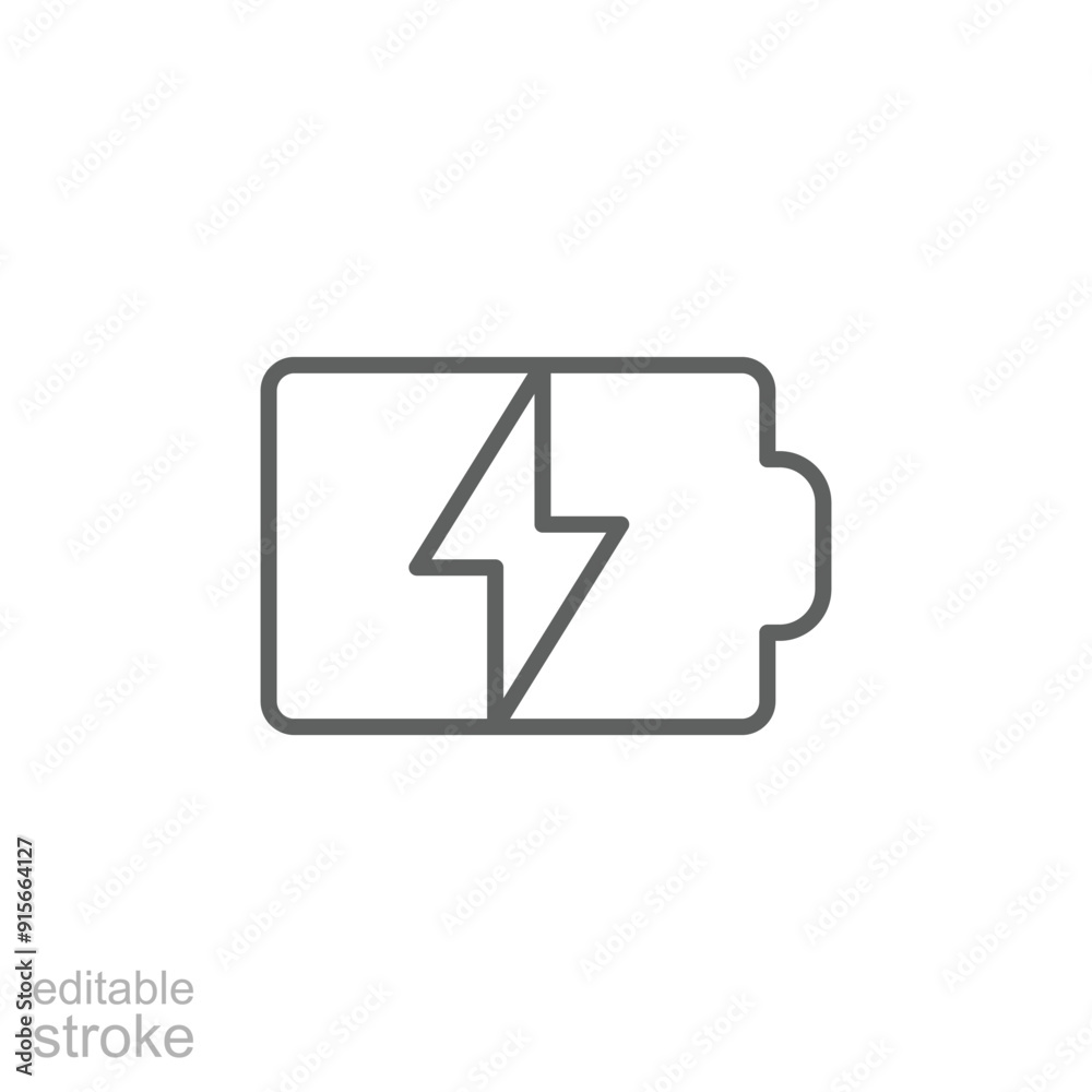 Battery charge icon. Simple outline style. Recharge, full, power, charger, electric, energy low, alkaline, energy, technology concept. Thin line symbol. Vector illustration isolated. Editable stroke. Battery charge icon. Simple outline style. Recharge, full, power, charger, electric, energy low, alkaline, energy, technology concept. Thin line symbol. Vector illustration isolated. Editable stroke.