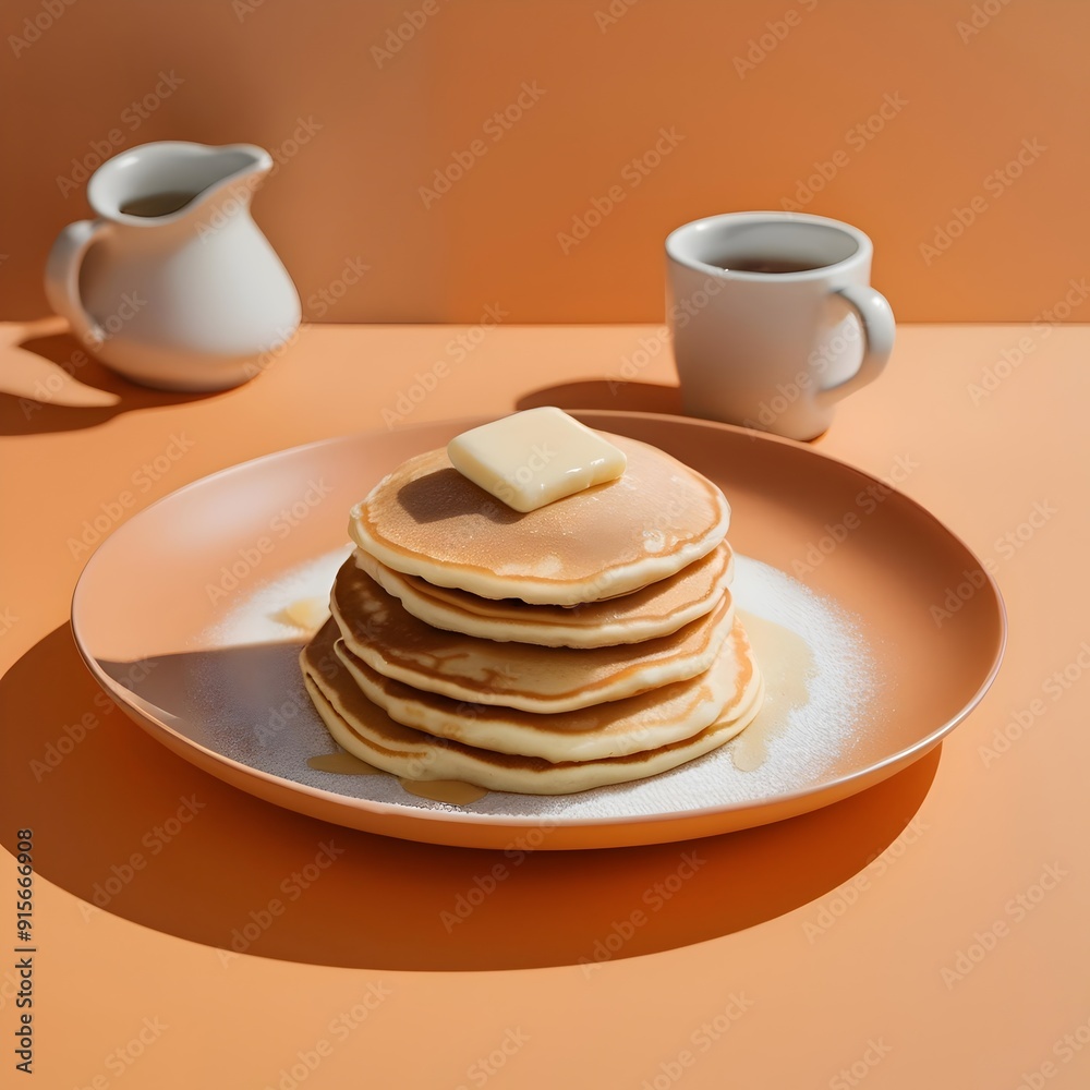 Breakfast Pancakes on a Modern Minimalistic Background. Elegant, food-themed illustration perfect for diverse projects, from culinary marketing to home decor