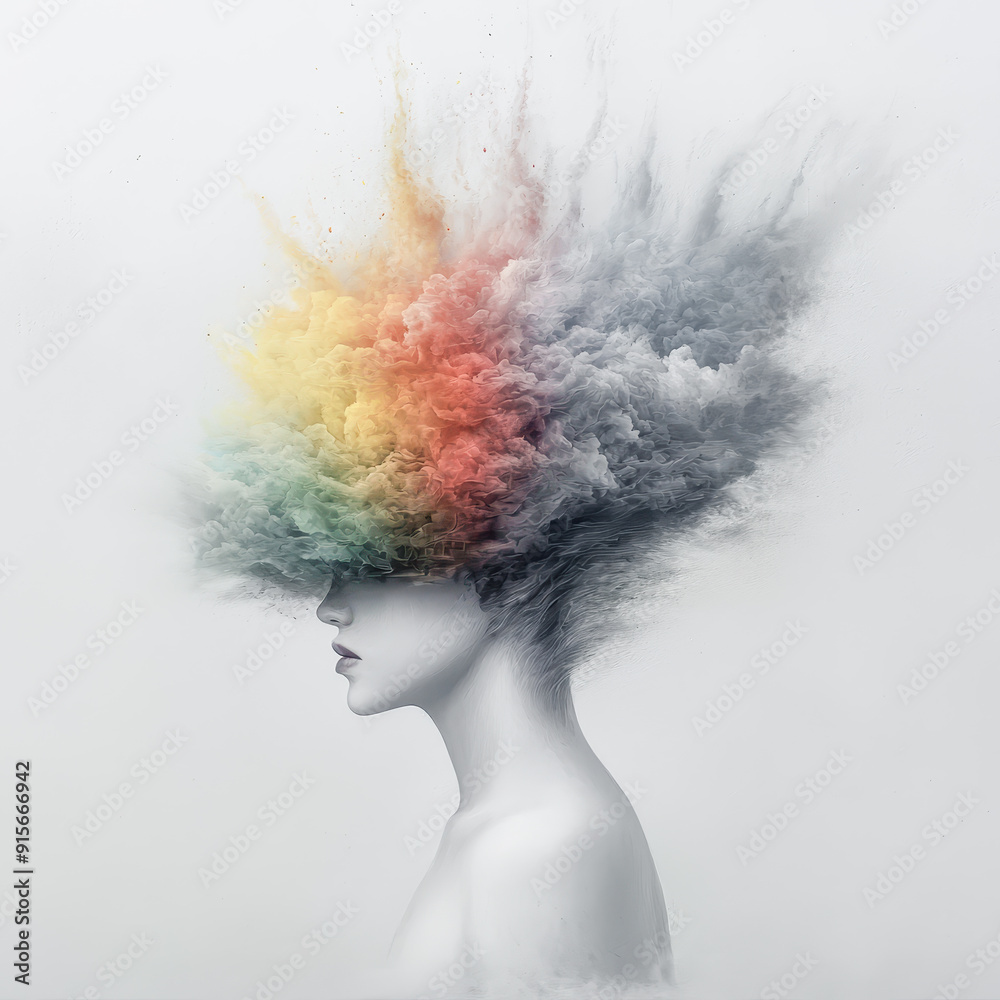 Revealing the Human Soul and Psyche A surreal depiction with fractured faces symbolizing inner transformation and self-disclosure