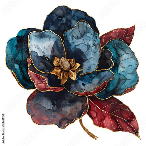 GoldenTouched Dark Watercolor Bloom Watercolor flower photo