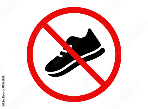 No shoes allowed icon. Please remove your shoes sign. Please take off your shoes illustration. Vector no shoes symbol.