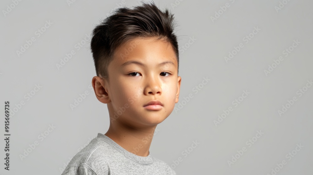 photo portrait of a handsome young Asian model teen boy looking forward. child ad with copy space, cute, kids, children photo portrait of a handsome young Asian model teen boy looking forward. child ad with copy space, cute, kids, children