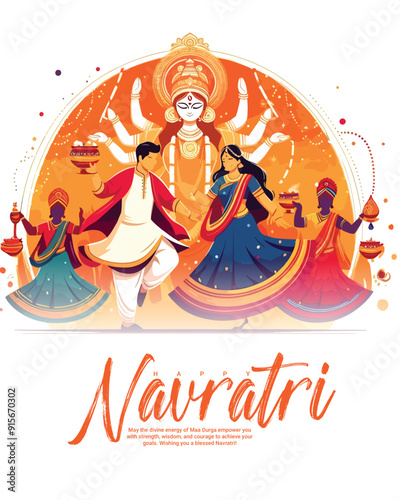 Happy navratri and Subh navaratri with ma durga social media post banner template