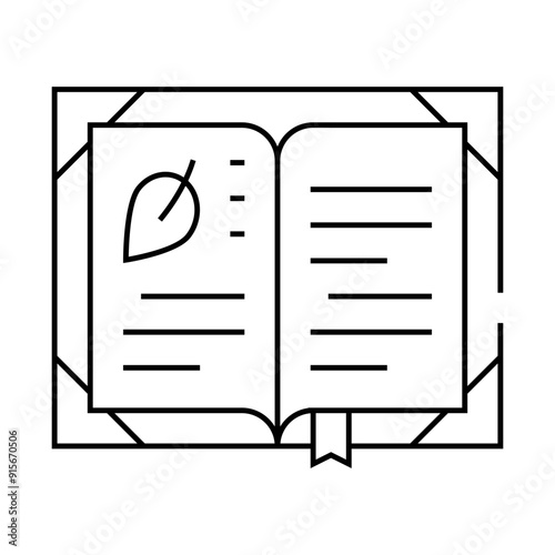 book with medical herb line icon vector. book with medical herb sign. isolated contour symbol black illustration