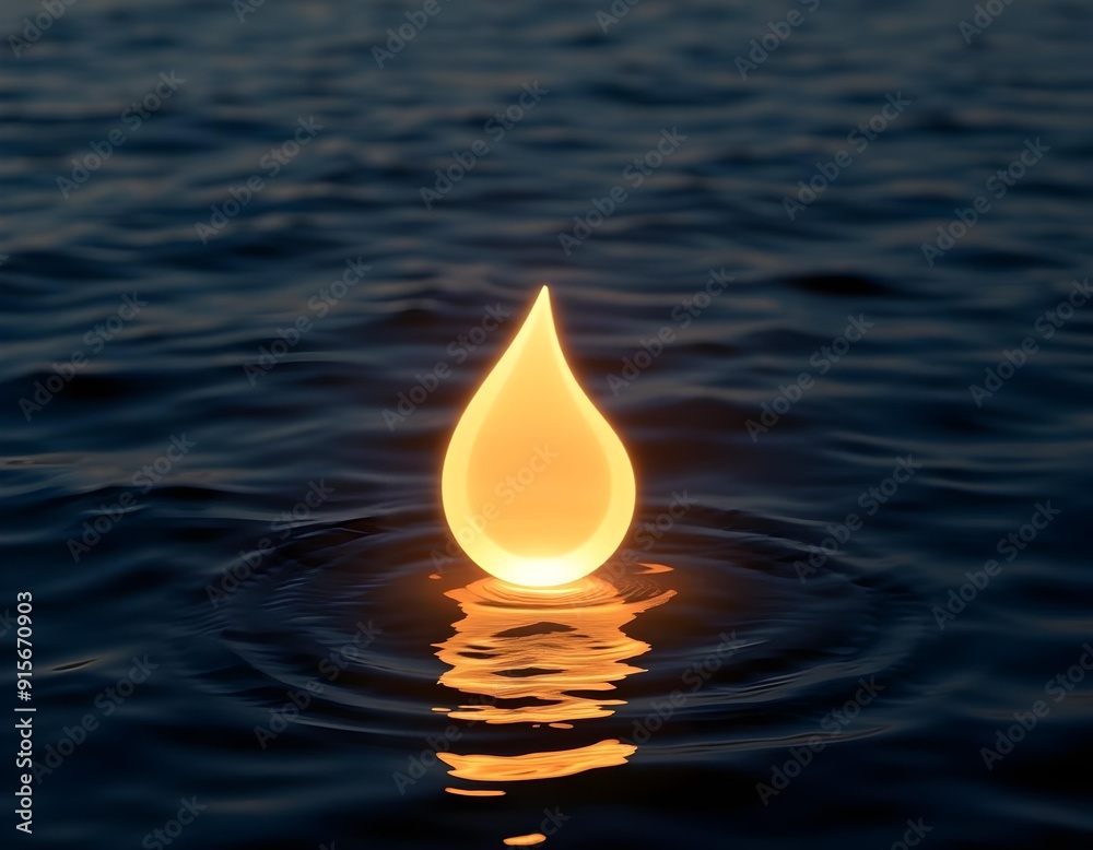 a glowing water symbol illuminated by a soft light, with a water background create with ai a glowing water symbol illuminated by a soft light, with a water background create with ai