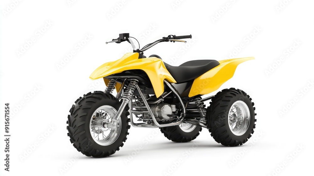 A vibrant yellow and black off-road ATV designed for adventure and performance A vibrant yellow and black off-road ATV designed for adventure and performance