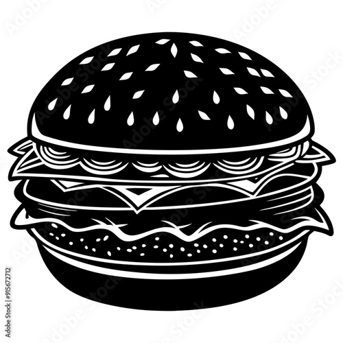 hamburger on black