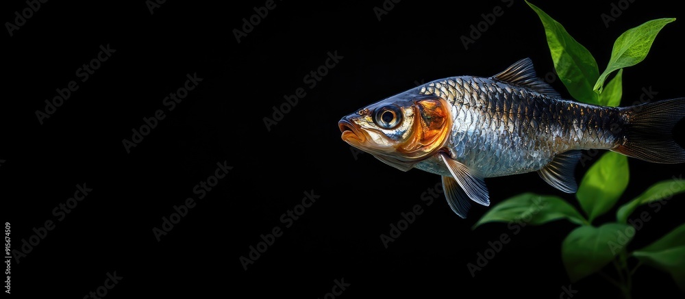 Fototapeta premium Ayu a freshwater fish prior to cooking. with copy space image. Place for adding text or design