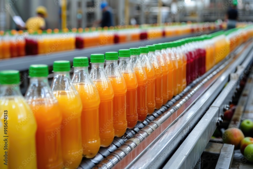 Food And Beverage. Industrial Factory Production Line for Fruit Juice Drink on Conveyor Belt Food And Beverage. Industrial Factory Production Line for Fruit Juice Drink on Conveyor Belt