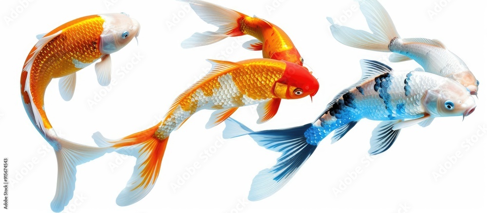 Koi fish background white. with copy space image. Place for adding text or design Koi fish background white. with copy space image. Place for adding text or design