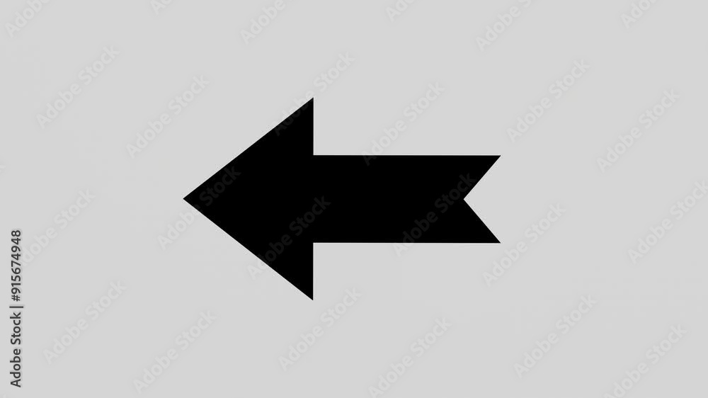 The black arrow moves to the left on a white background. 2d animation The black arrow moves to the left on a white background. 2d animation