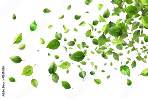 Green leaves falling movement png