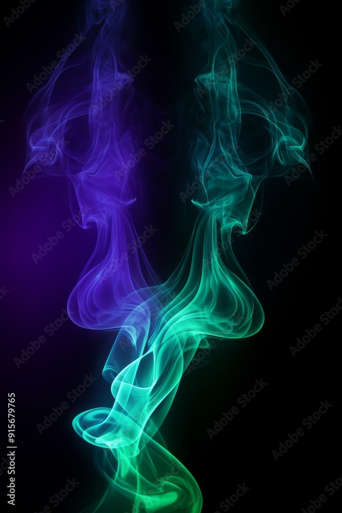 custom made wallpaper toronto digitalAbstract colorful smoke art in purple and green hues on a dark background.