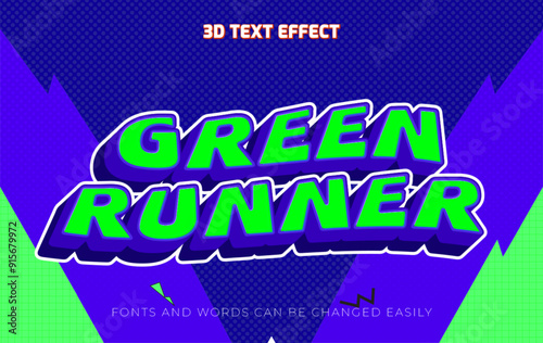 Green runner suoerhero 3d editable text effect style photo