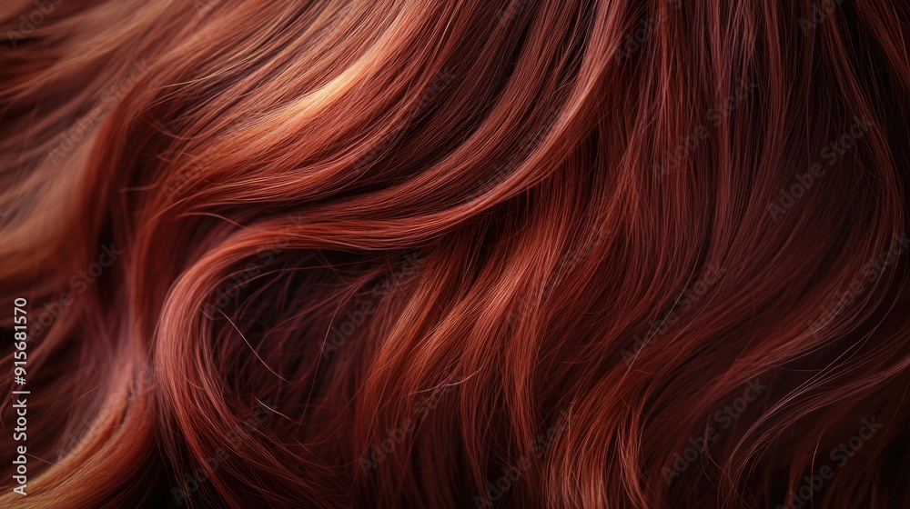 Close-up shot of a woman's bright red hair, great for beauty or fashion editorial use Close-up shot of a woman's bright red hair, great for beauty or fashion editorial use