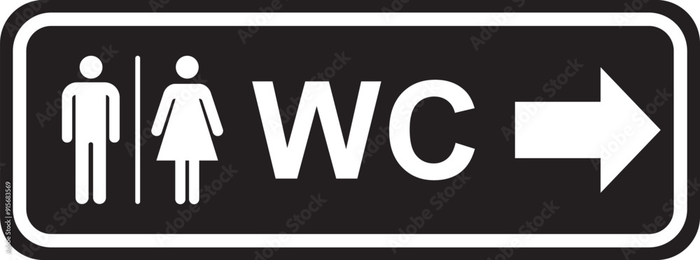 Wc Direction Sign Male and female WC toilet direction sign on isolated white background ...
