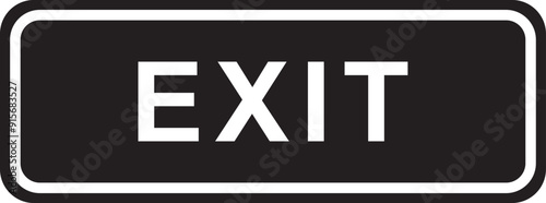 Exit sign, black color, warning sign isolated background
