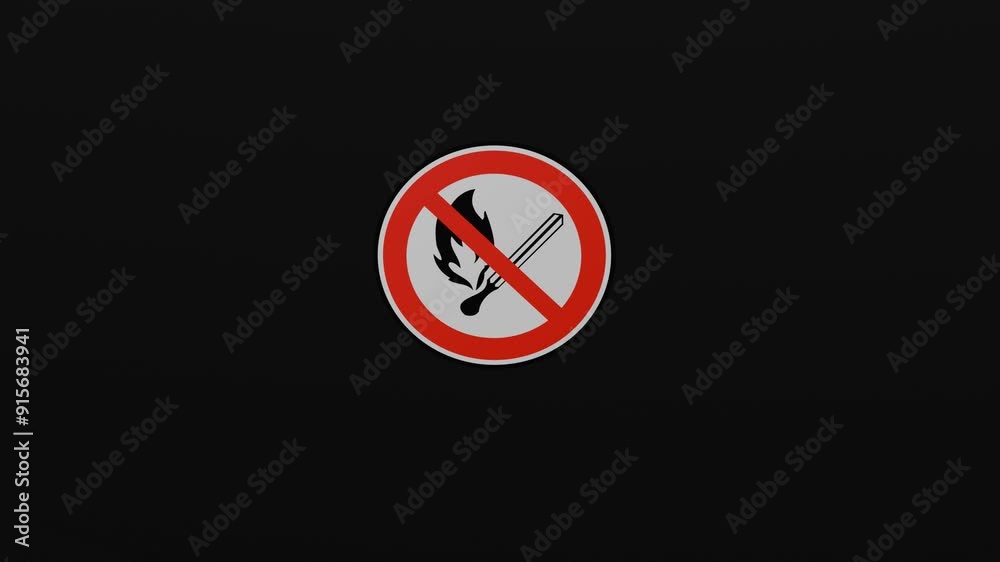 the sign do not make bonfires is located on a black monochrome background. 2d animation. the sign do not make bonfires is located on a black monochrome background. 2d animation.