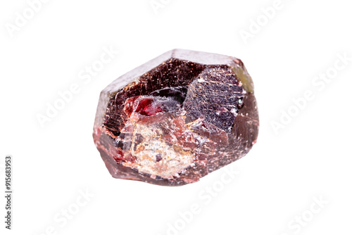 Garnet mineral stone on a white background close up