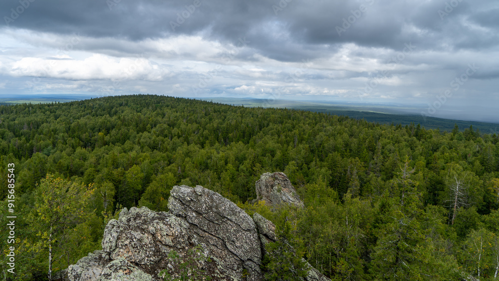 Mountain Shunut or Shunut-Kamen in Sverdlovsk region of Russia, mountain peak of Urals with length of 15 kilometers, located west of Yekaterinburg Mountain Shunut or Shunut-Kamen in Sverdlovsk region of Russia, mountain peak of Urals with length of 15 kilometers, located west of Yekaterinburg