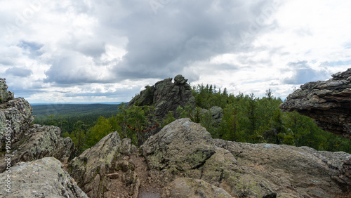Mountain Shunut or Shunut-Kamen in Sverdlovsk region of Russia, mountain peak of Urals with length of 15 kilometers, near of Yekaterinburg