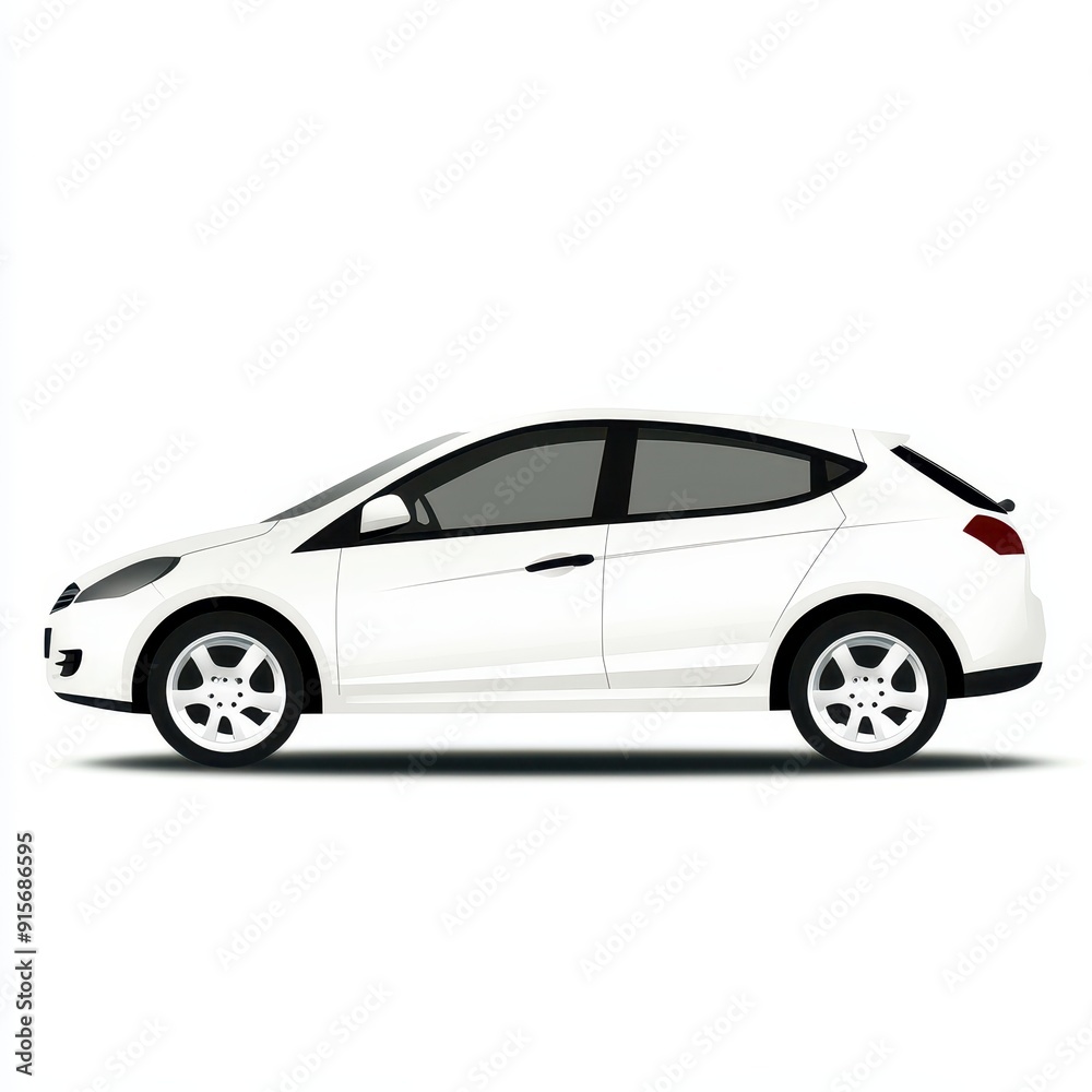 Compact car in profile view isolated on a white background Compact car in profile view isolated on a white background