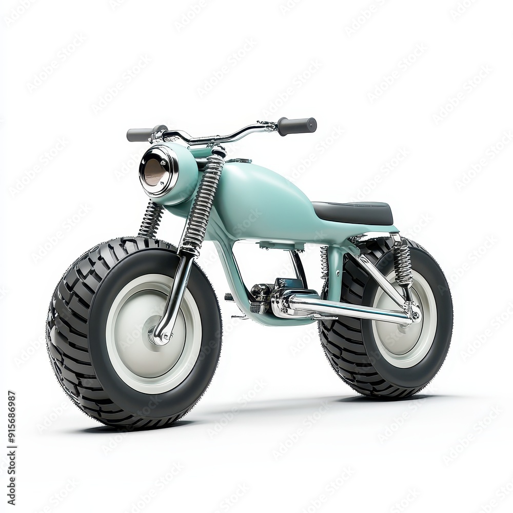 Obraz premium Mini bike on a white background showcasing its unique design and robust tires