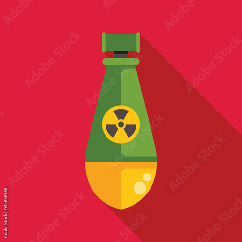 Illustration of an atomic bomb with radiation symbol, representing the threat of nuclear warfare and the importance of peace