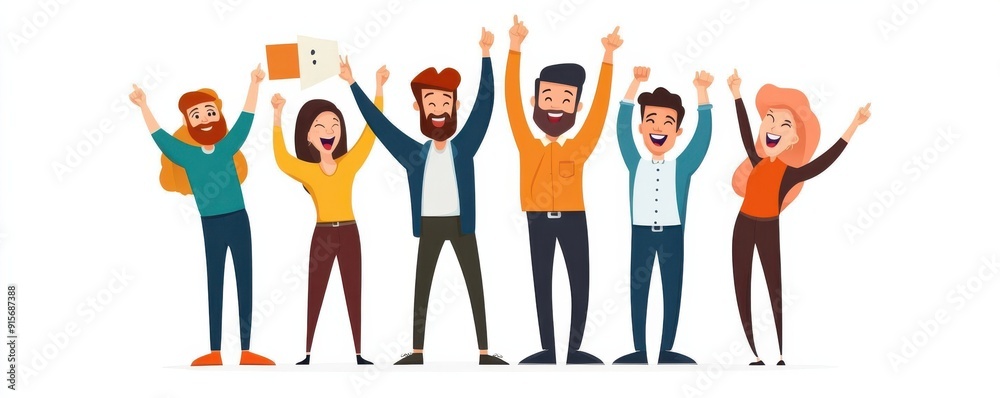 Group of Diverse People Celebrating with Joyful Expressions and Raised Hands Group of Diverse People Celebrating with Joyful Expressions and Raised Hands