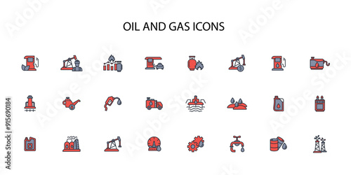 Oil and Gas icon set.vector.Editable stroke.linear style sign for use web design,logo.Symbol illustration.