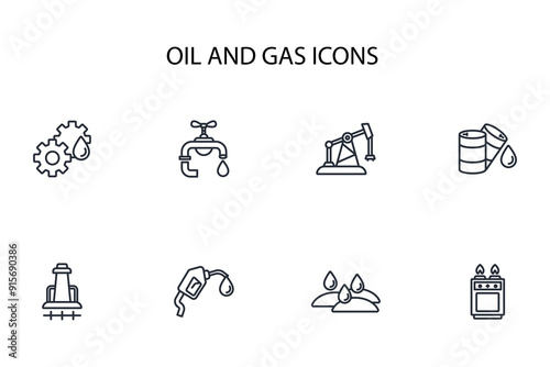 Oil and Gas icon set.vector.Editable stroke.linear style sign for use web design,logo.Symbol illustration.