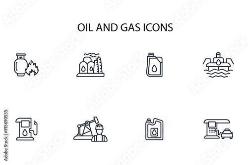 Oil and Gas icon set.vector.Editable stroke.linear style sign for use web design,logo.Symbol illustration.