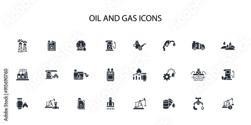 Oil and Gas icon set.vector.Editable stroke.linear style sign for use web design,logo.Symbol illustration.