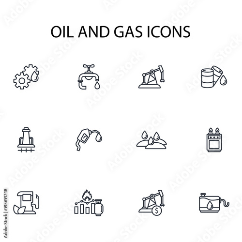 Oil and Gas icon set.vector.Editable stroke.linear style sign for use web design,logo.Symbol illustration.