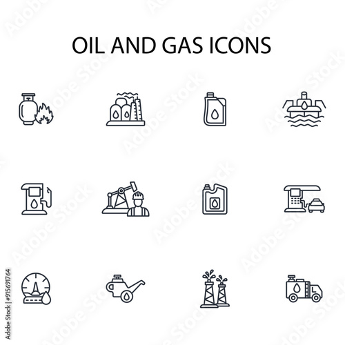 Oil and Gas icon set.vector.Editable stroke.linear style sign for use web design,logo.Symbol illustration.