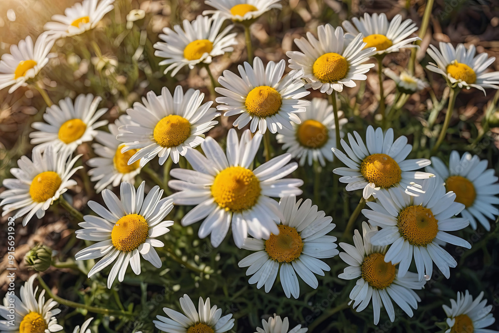 Fototapeta premium overhead photography of daisies