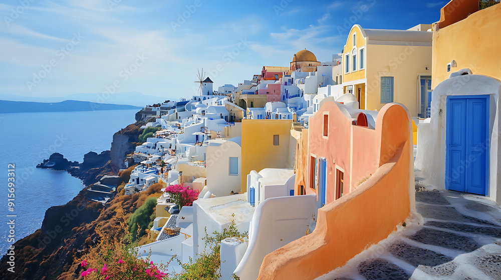 Obraz premium Beautiful wallpaper of Santorini Greece