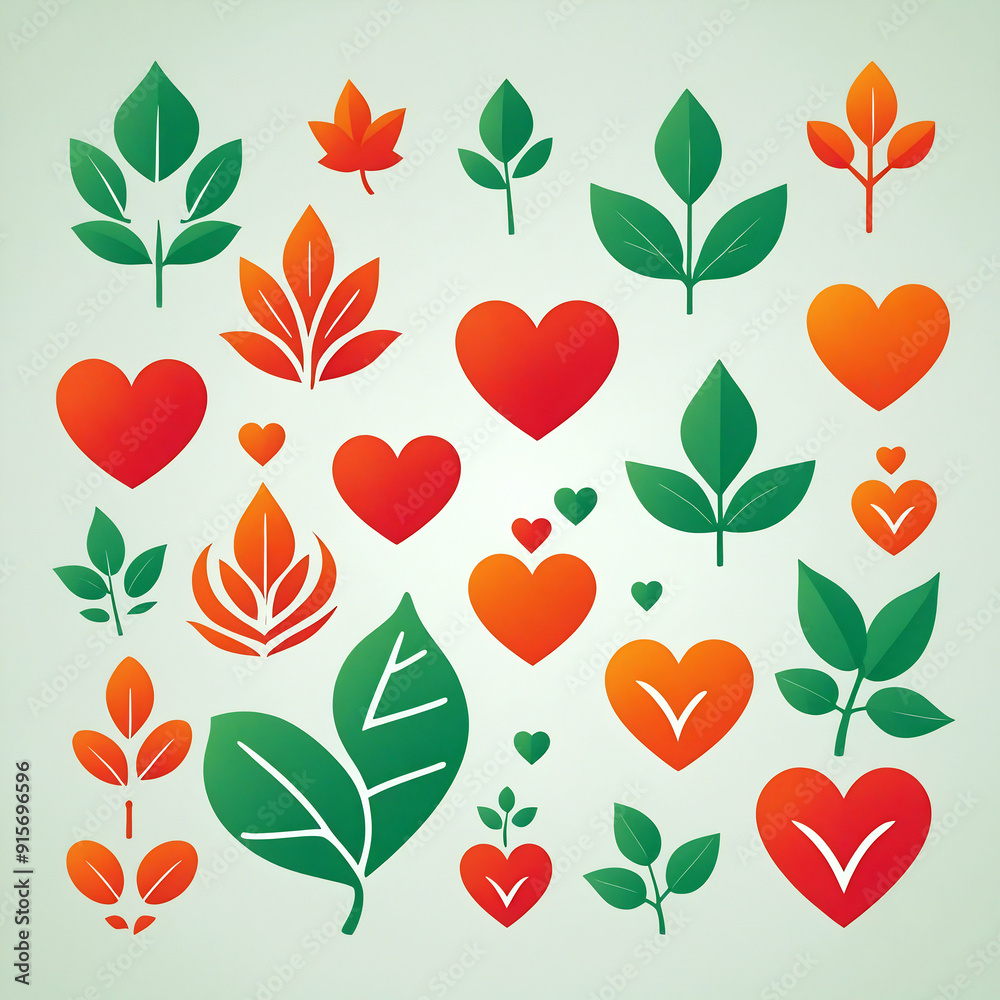 Nature's harmony heart and leaf symbols representing sustainability and growth