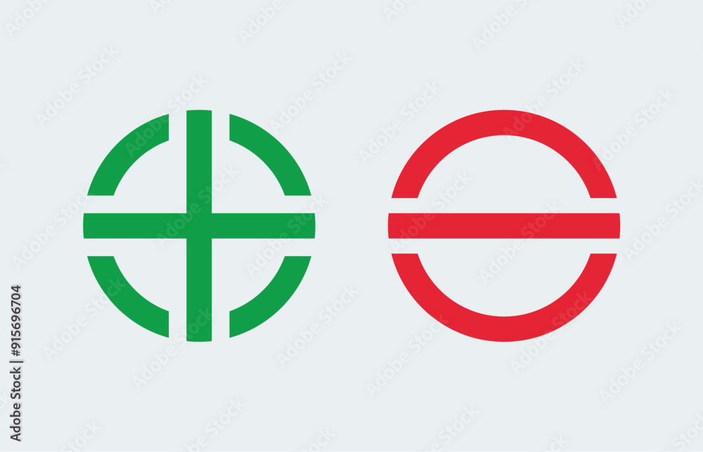 Green plus and red minus icon design
