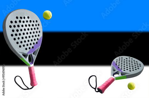 Paddle rackets with flags of countries